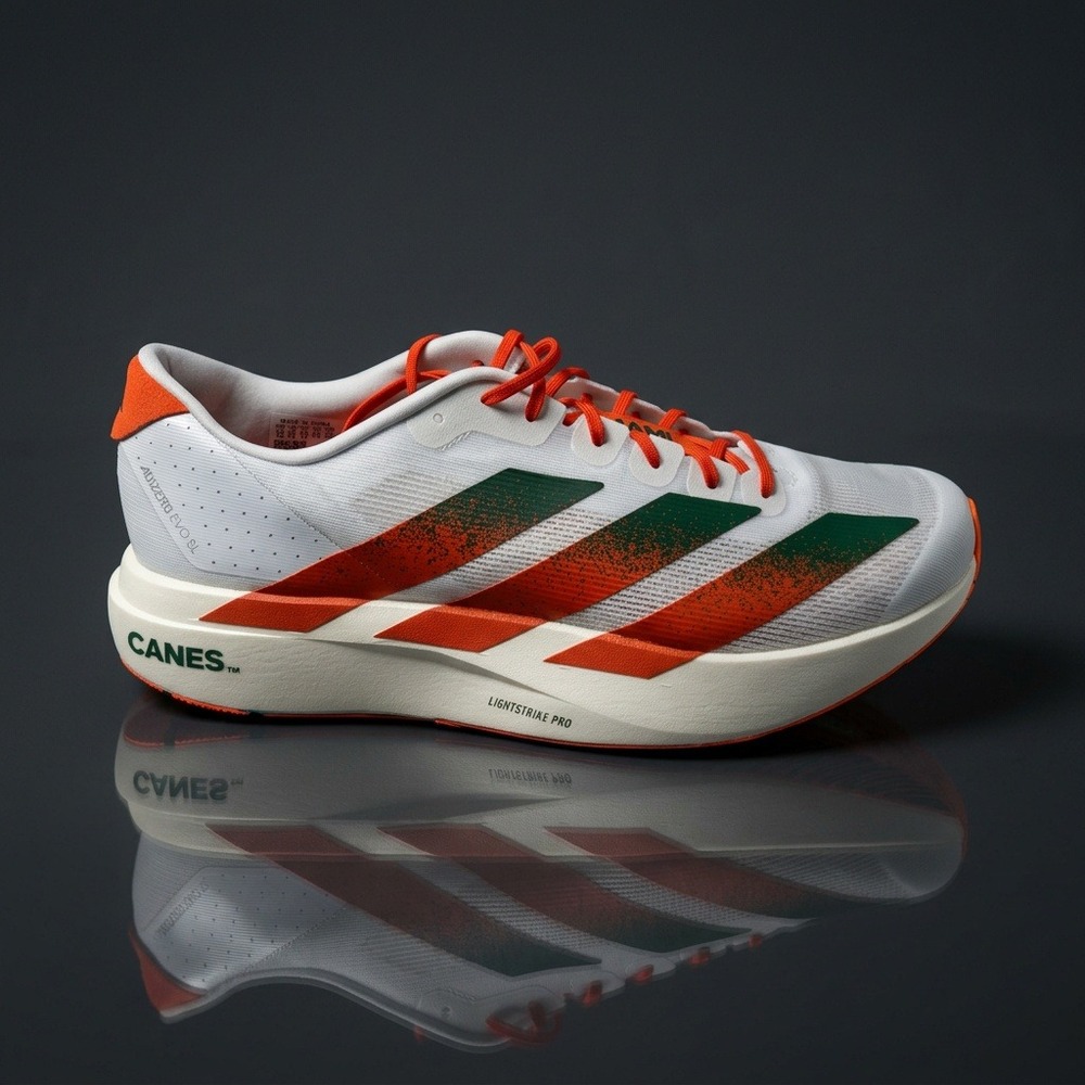 Adidas Adizero Evo SL Miami Hurricanes Running Shoes Men's 13 NWOB JQ2148
